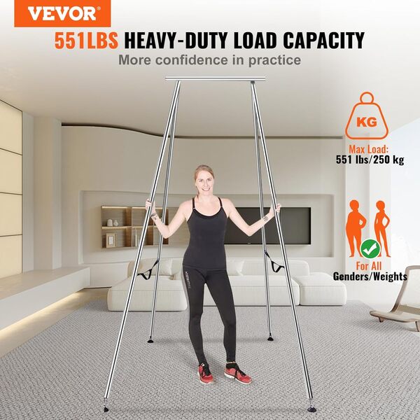 Kit Yoga Aérien VEVOR - Support + Hamac 6 M - Hauteur 295 Cm - Capacité 250 Kg - Vert - Pour Fitness, Pilates