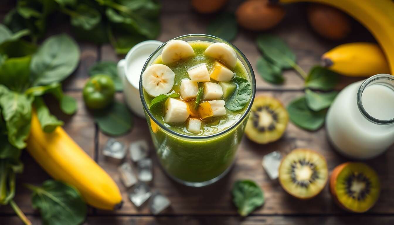 Smoothie diététique aux épinards, banane et kiwi : recette saine