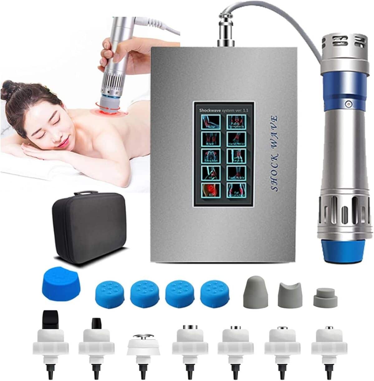 Test du pistolet de massage par ondes de choc pour soulager la douleur