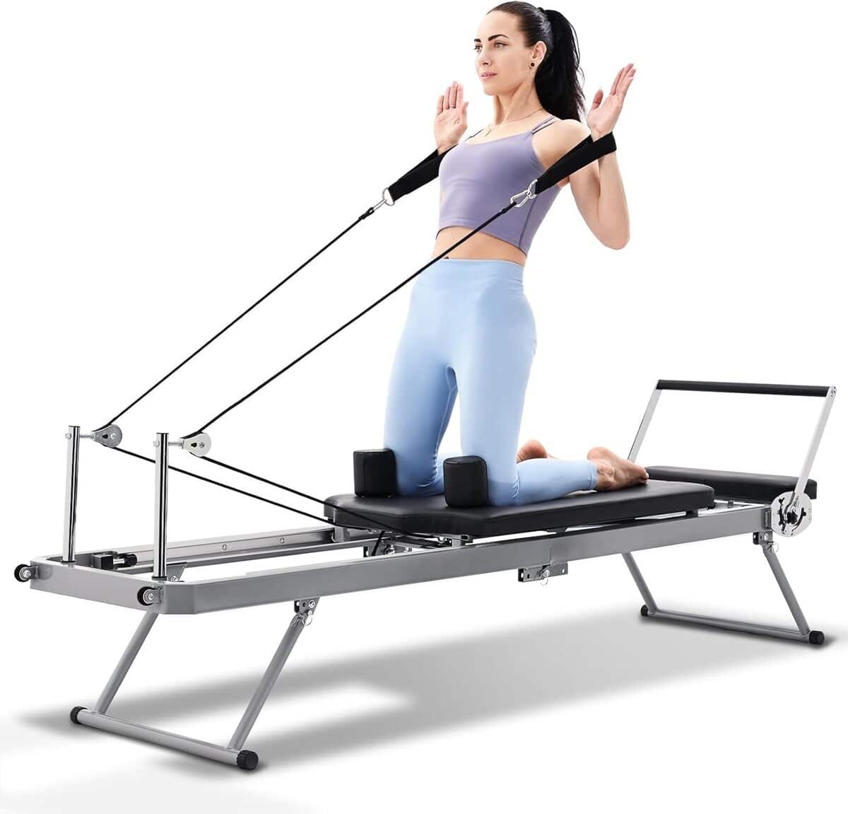Réformateur De Pilates Pliable Avec Rebond Automatique - Planche Abdominale + Rouleau + Corde De Résistance Pour Entraînement à La Maison