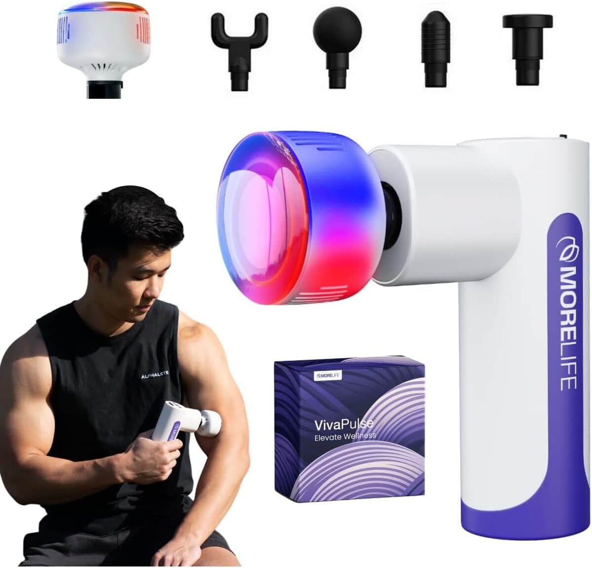 Test du pistolet de massage MORELIFE VivaPulse : soulagement musculaire à chaud et à froid
