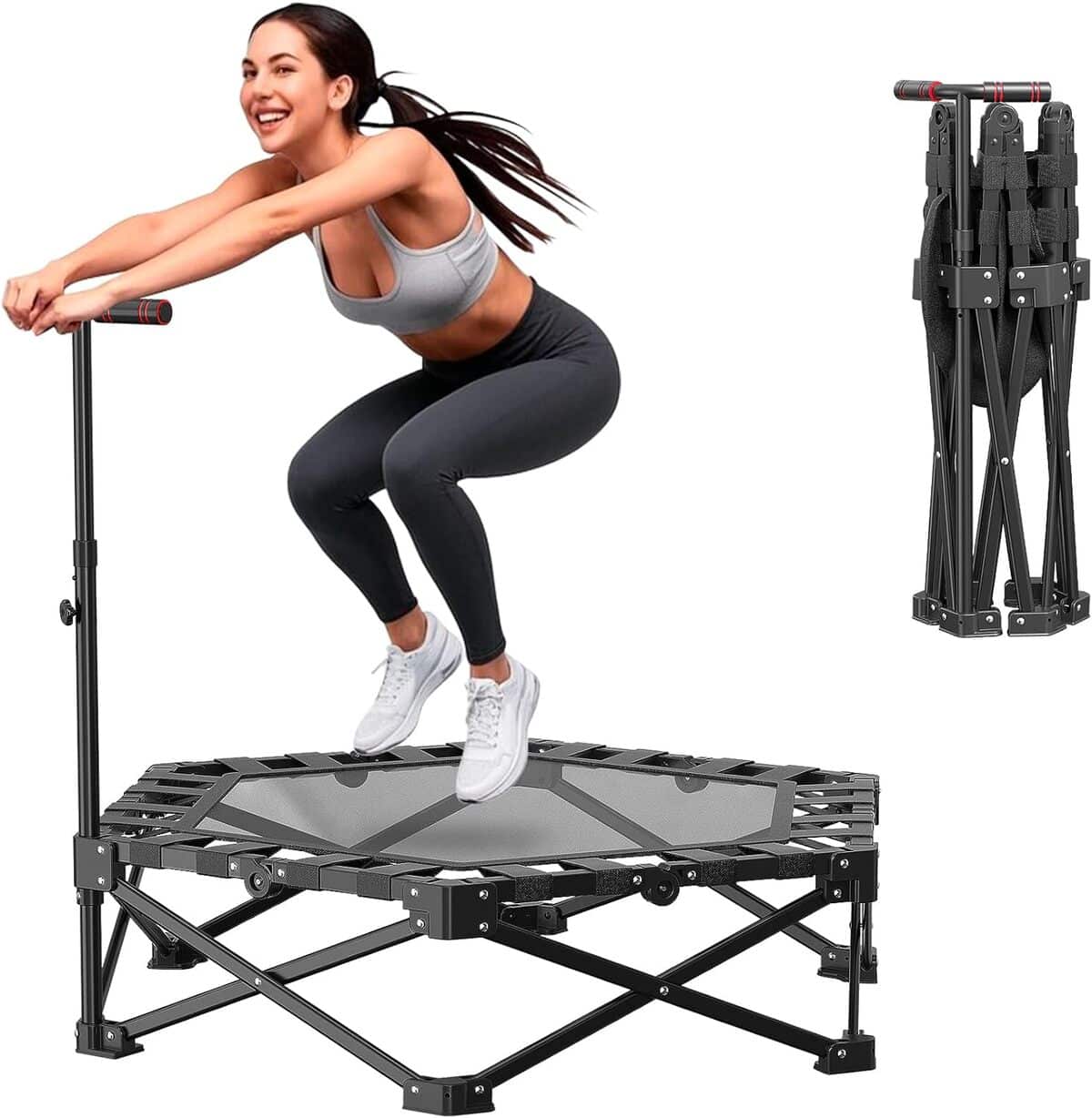 Test : trampoline pliable 106, 7 cm avec poignée en mousse