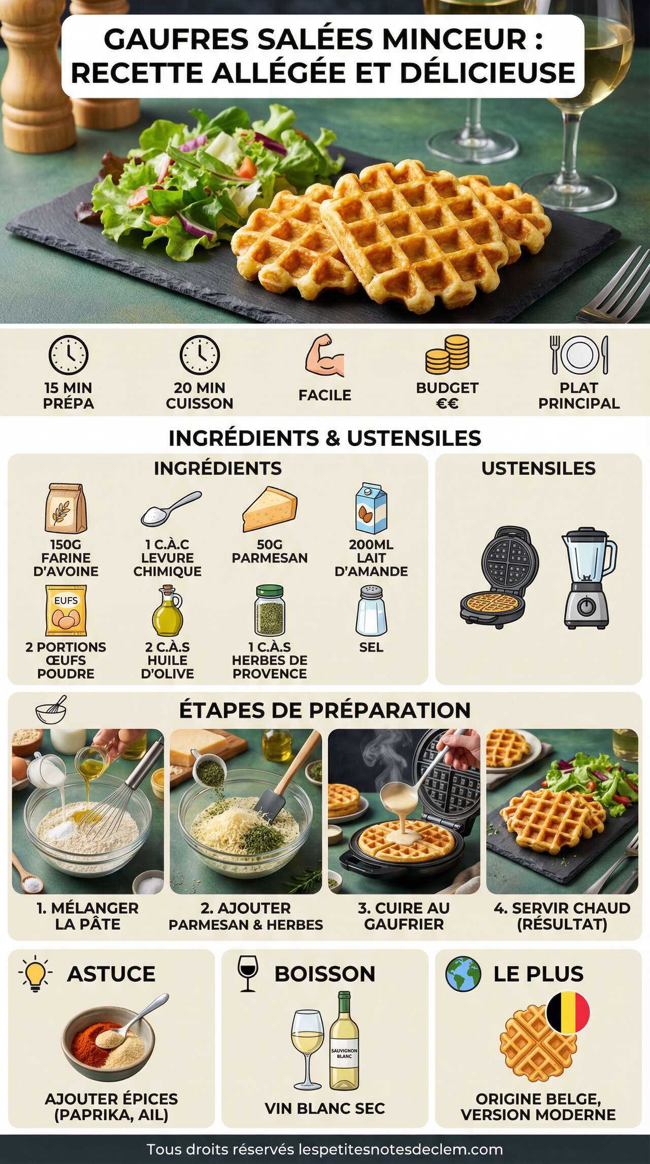 Fiche recette Gaufres Salées Minceur : recette Allégée et Délicieuse Fiche recette Gaufres Salées Minceur : recette Allégée et Délicieuse