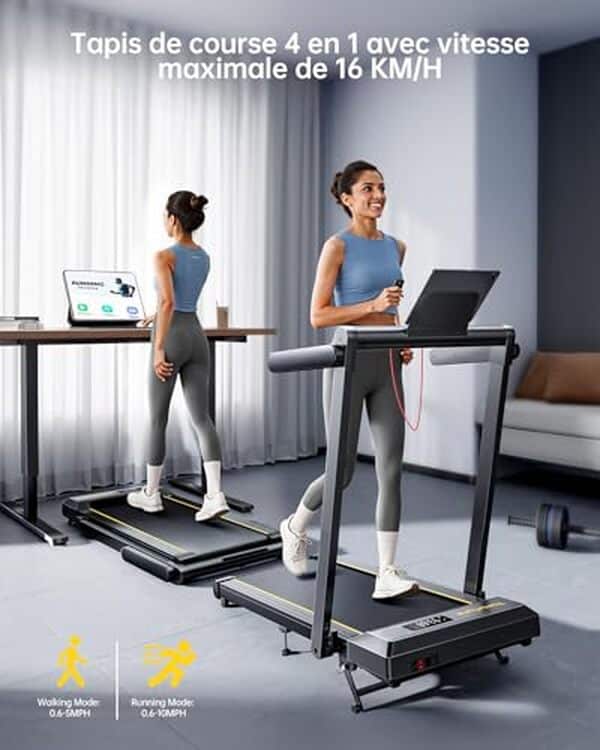 Découvrez l'efficacité du tapis de course pliable 2.5 HP : évaluez sa vitesse, sa pente et son confort pour un entraînement optimal à la maison