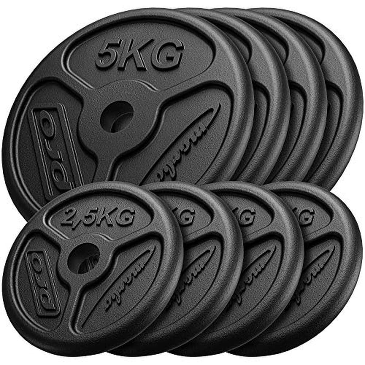 Test de l'ensemble de poids minces Marbo Sport 4 x 5 kg + 4 x 2, 5 kg