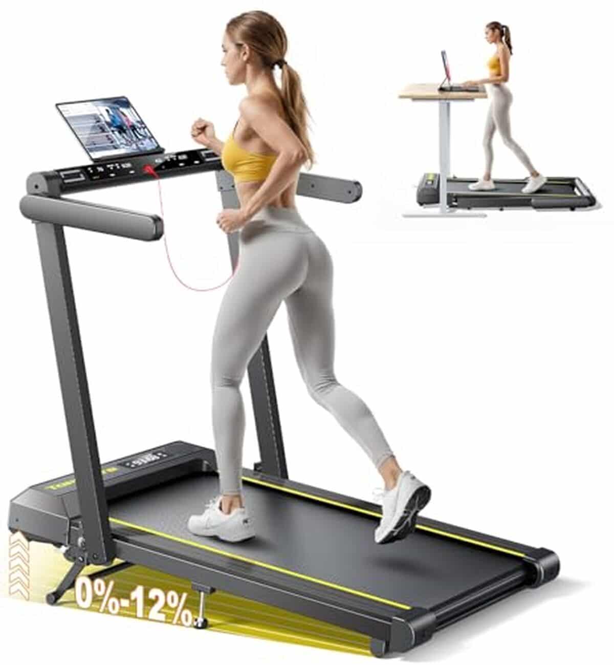 Test du tapis de course pliable électrique 16 km/h avec inclinaison et double écran LED