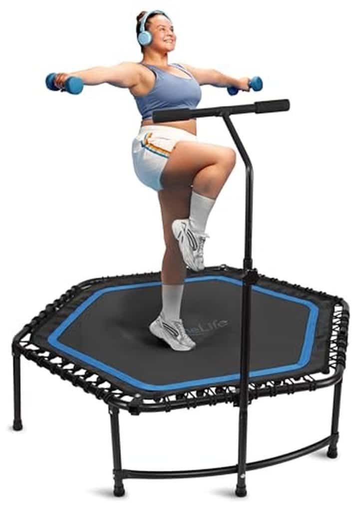 Test : mini trampoline hexagonal 48 pouces exercice fitness avec barre pour adultes