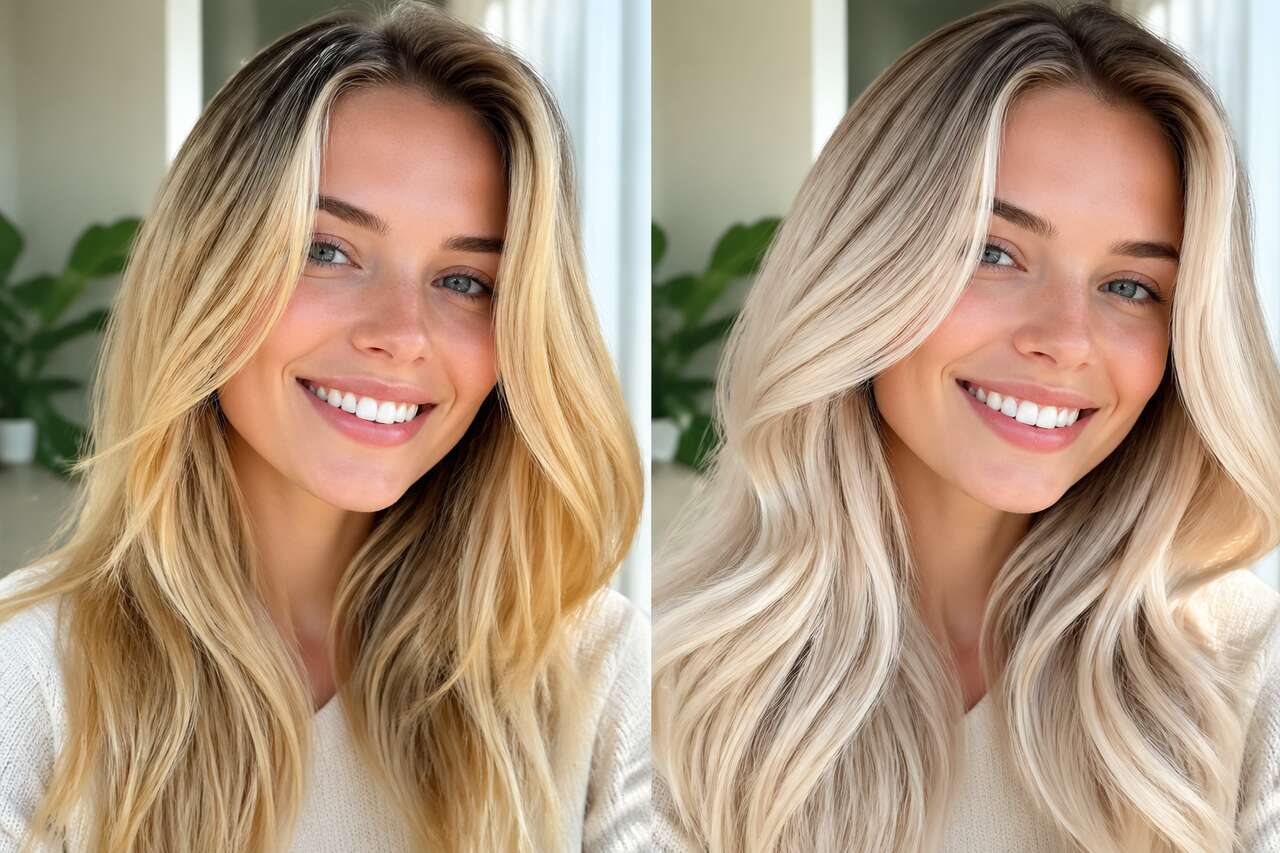 Résultats avant-après avec le shampoing violet : transformations visibles