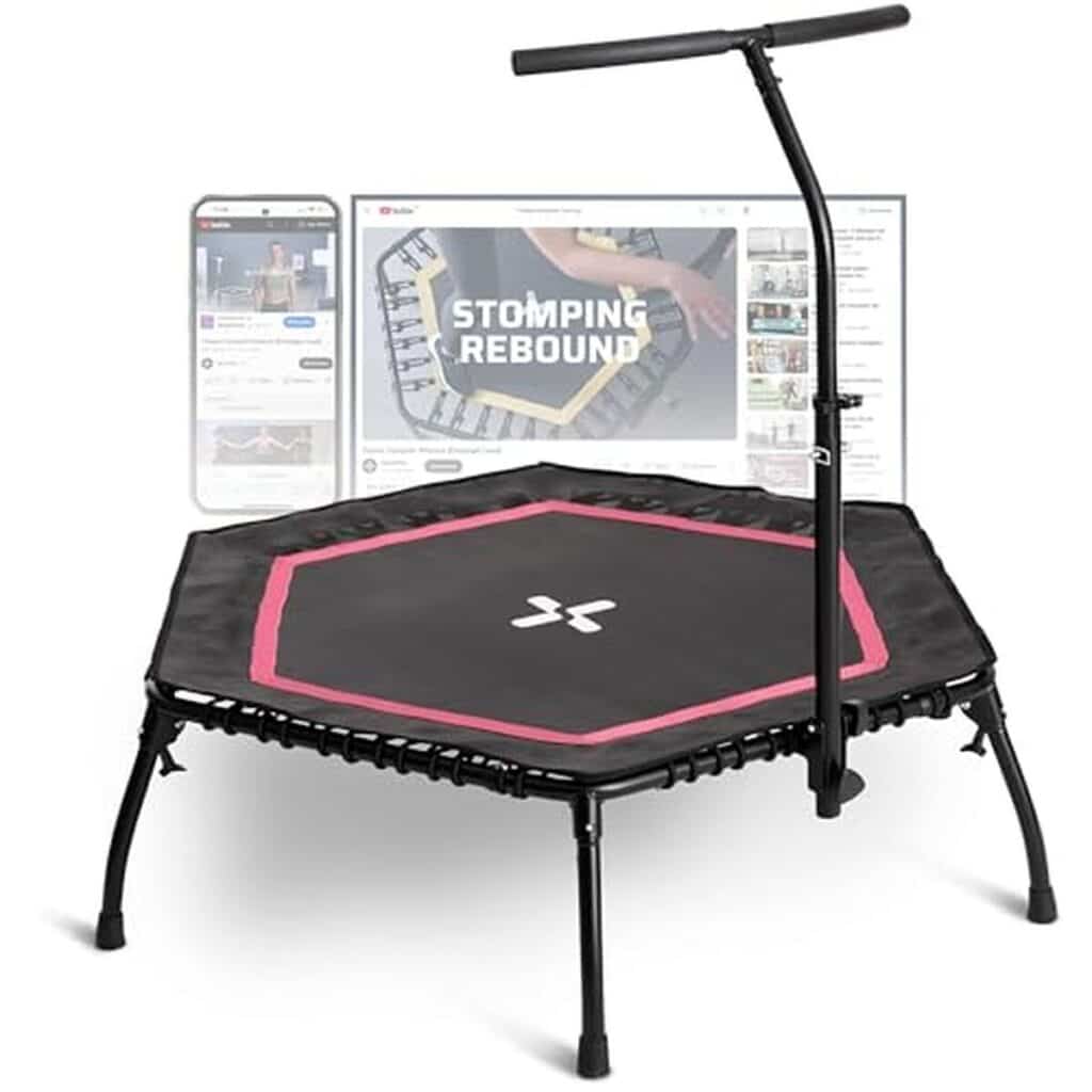 Test SportPlus : trampoline pliable avec barre ajustable et suspension souple