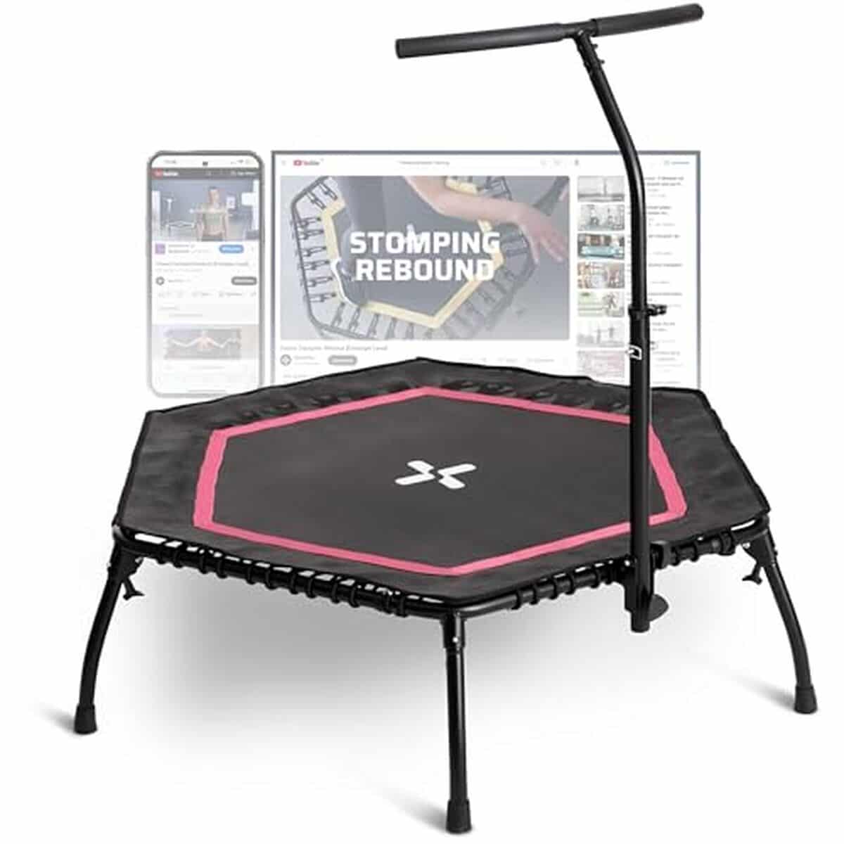Test SportPlus : trampoline pliable avec barre ajustable et suspension souple