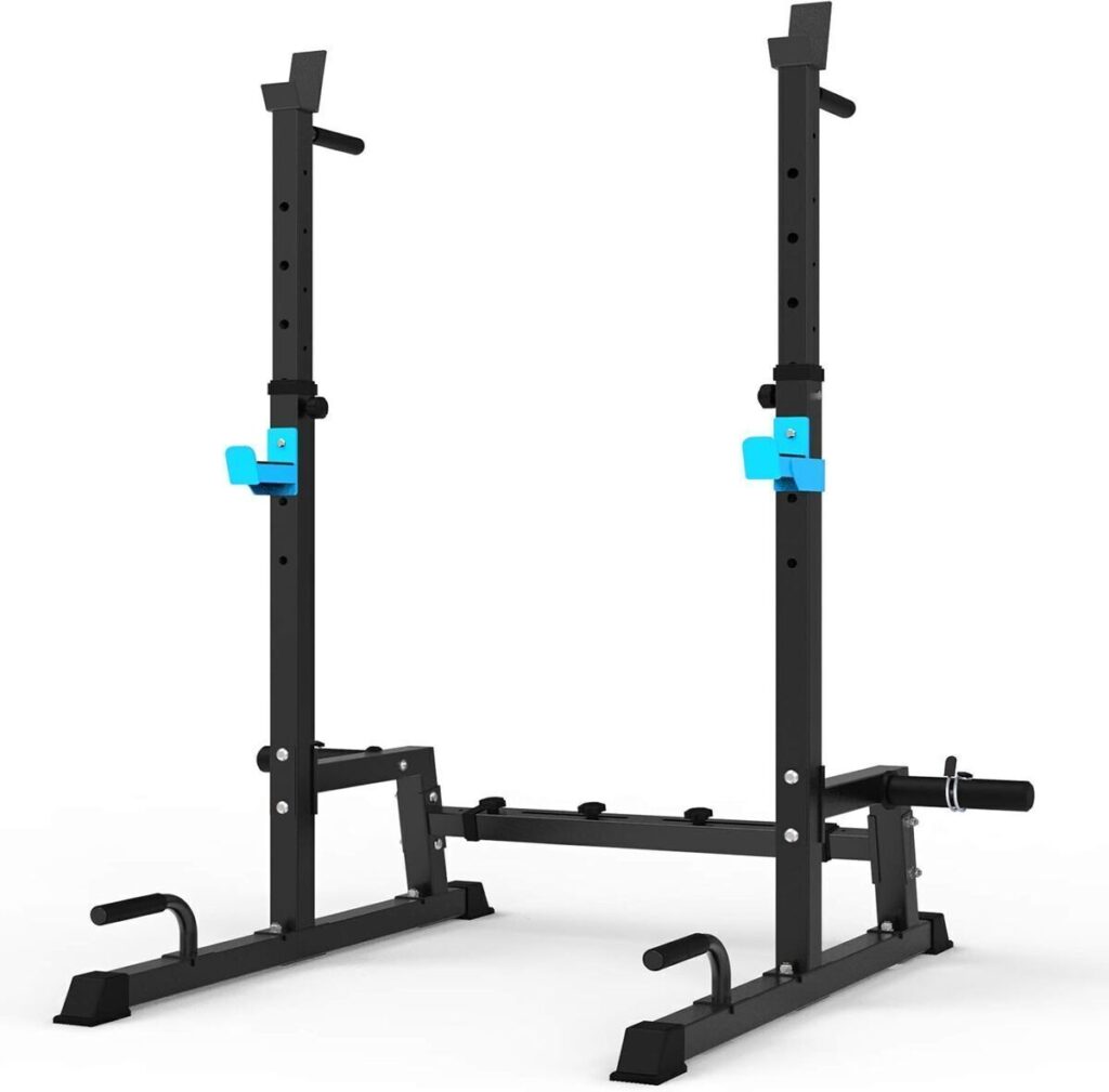 Test du support pour barre de musculation Cage de Squat multifonction à manivelle