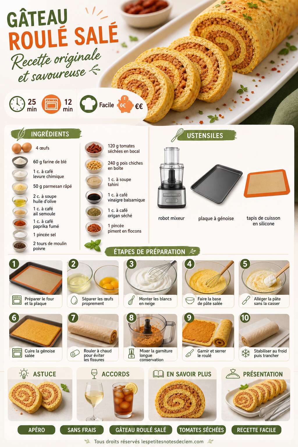 Fiche recette Gâteau roulé salé : recette originale et savoureuse Fiche recette Gâteau roulé salé : recette originale et savoureuse