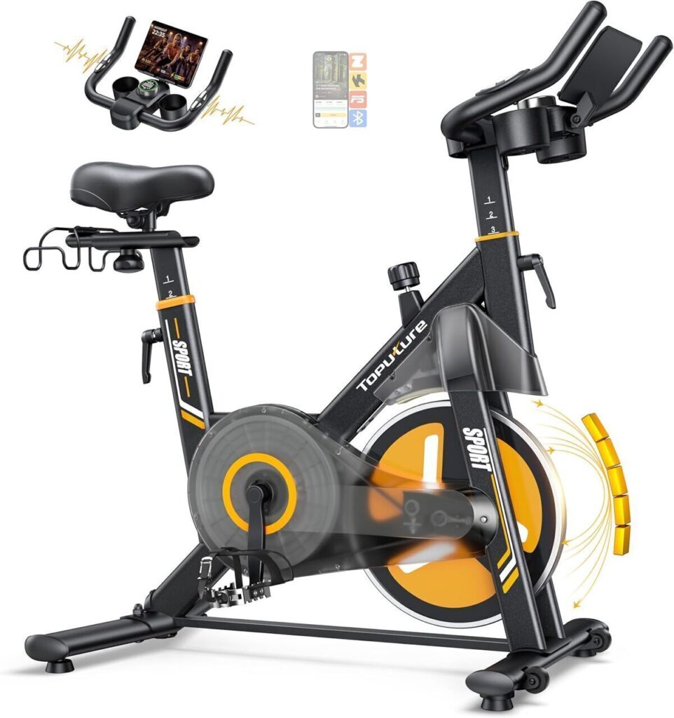 Test du vélo d'appartement Toputure connecté : performance silencieuse et résistance magnétique