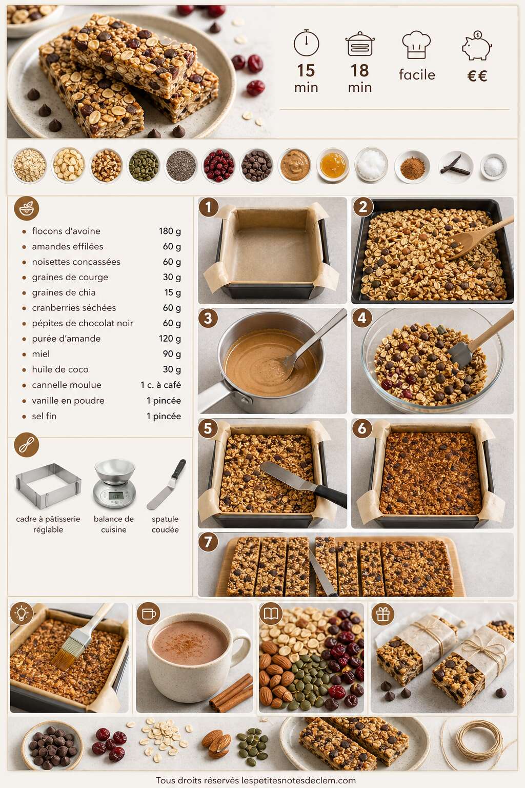 Fiche recette Recette de barres de céréales maison saine et gourmande Fiche recette Recette de barres de céréales maison saine et gourmande