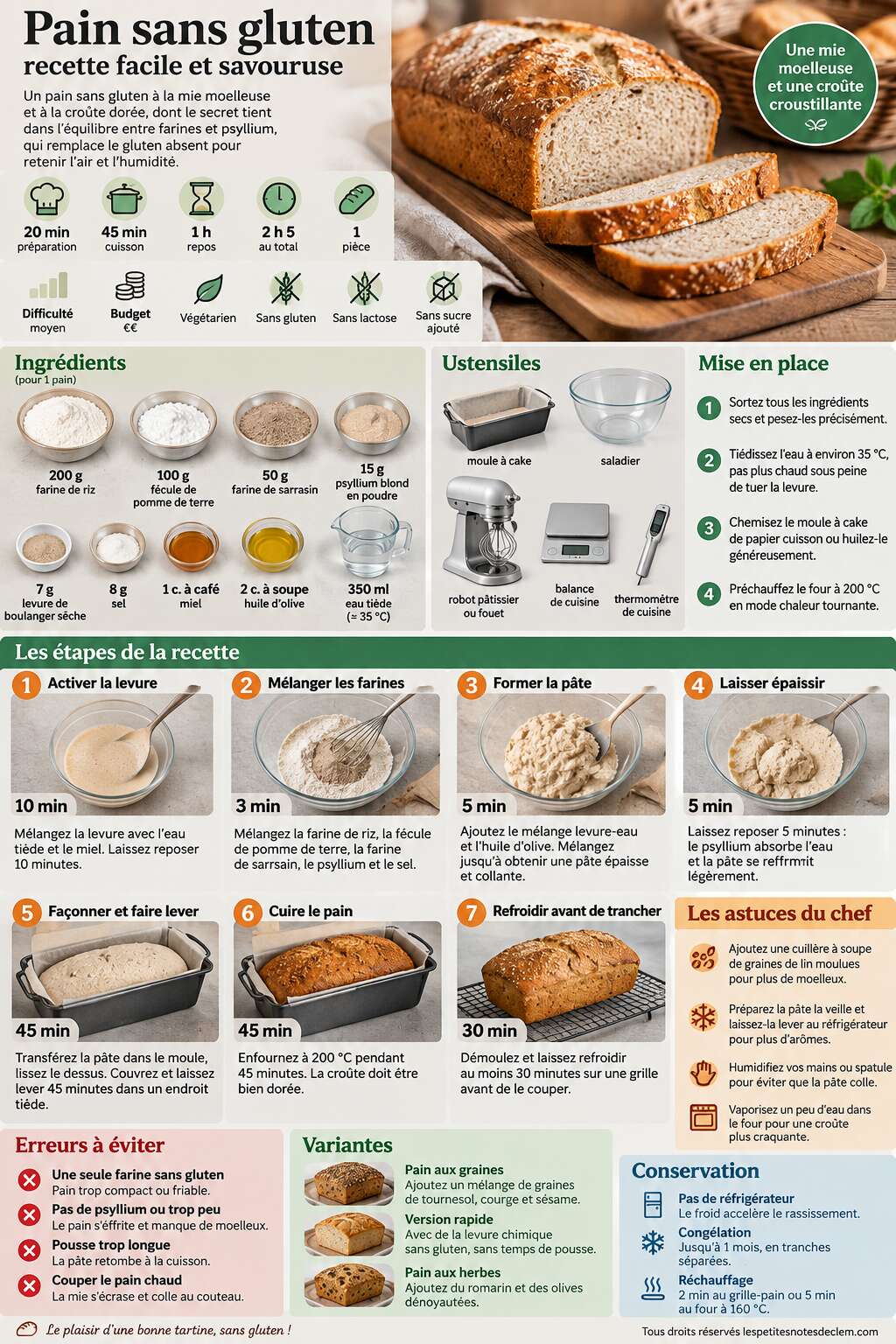 Fiche recette Pain sans gluten : recette facile et savoureuse Fiche recette Pain sans gluten : recette facile et savoureuse
