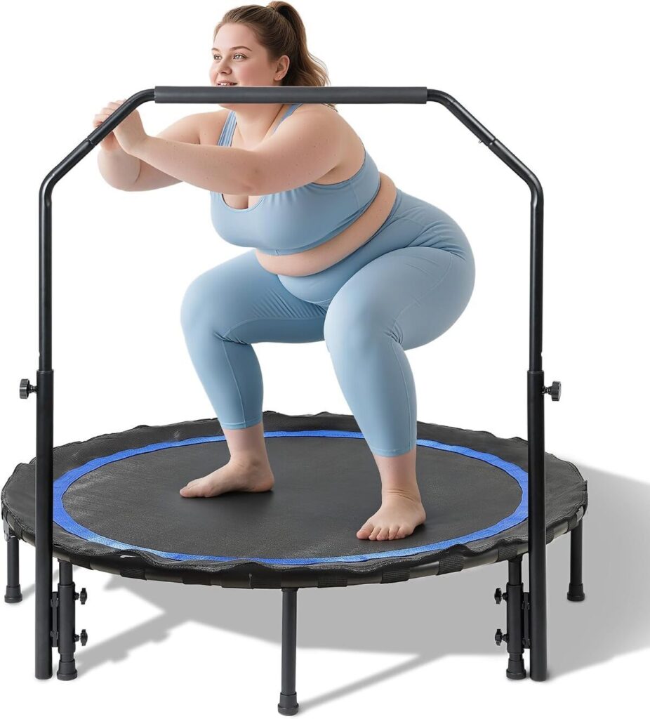 Test du mini trampoline pliable 150 kg avec poignée réglable