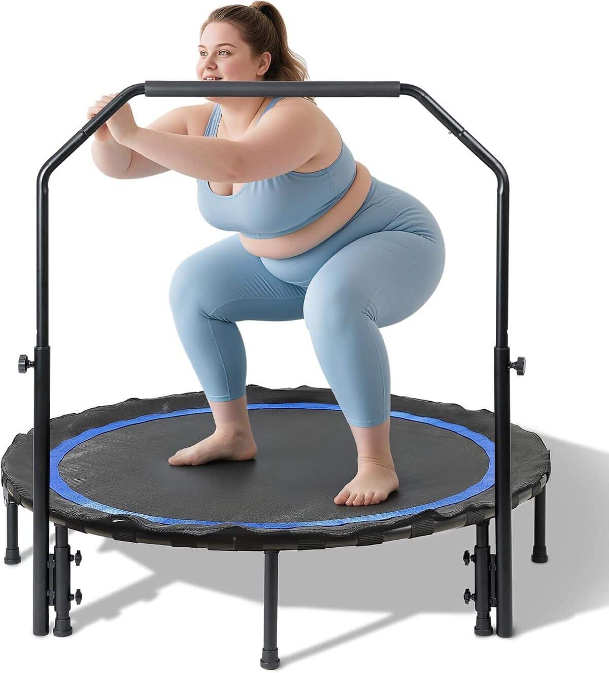 Test du mini trampoline pliable 150 kg avec poignée réglable